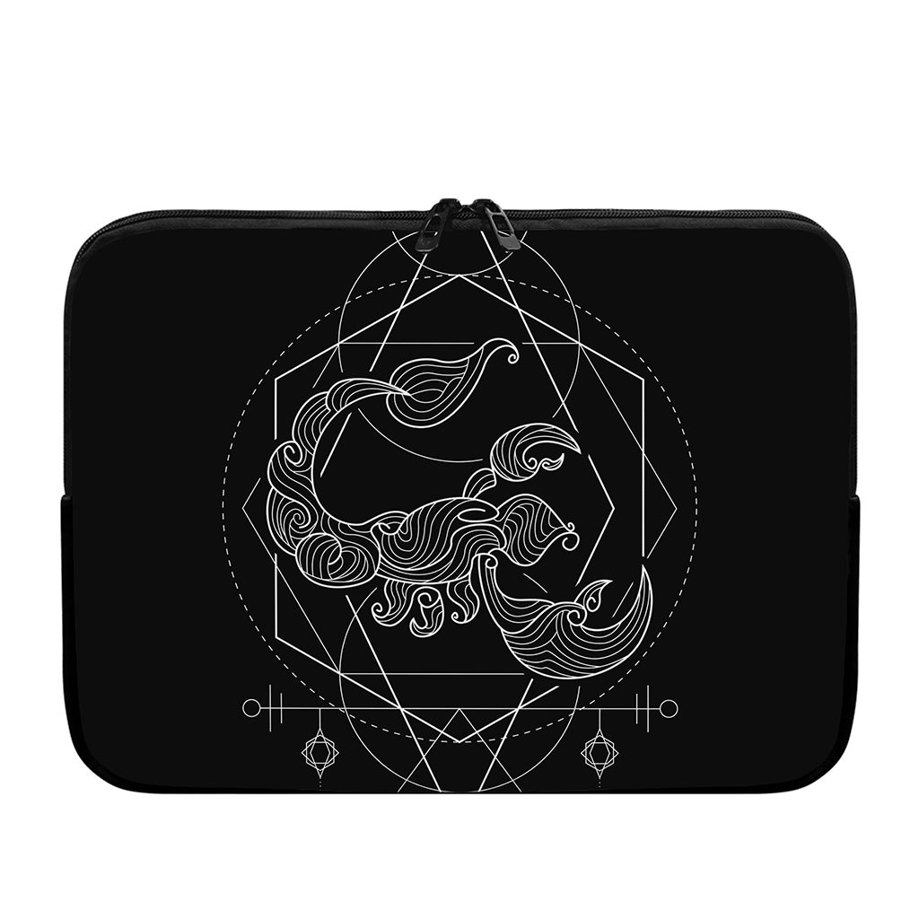 Black And White Scorpio Sign Print Laptop Sleeve