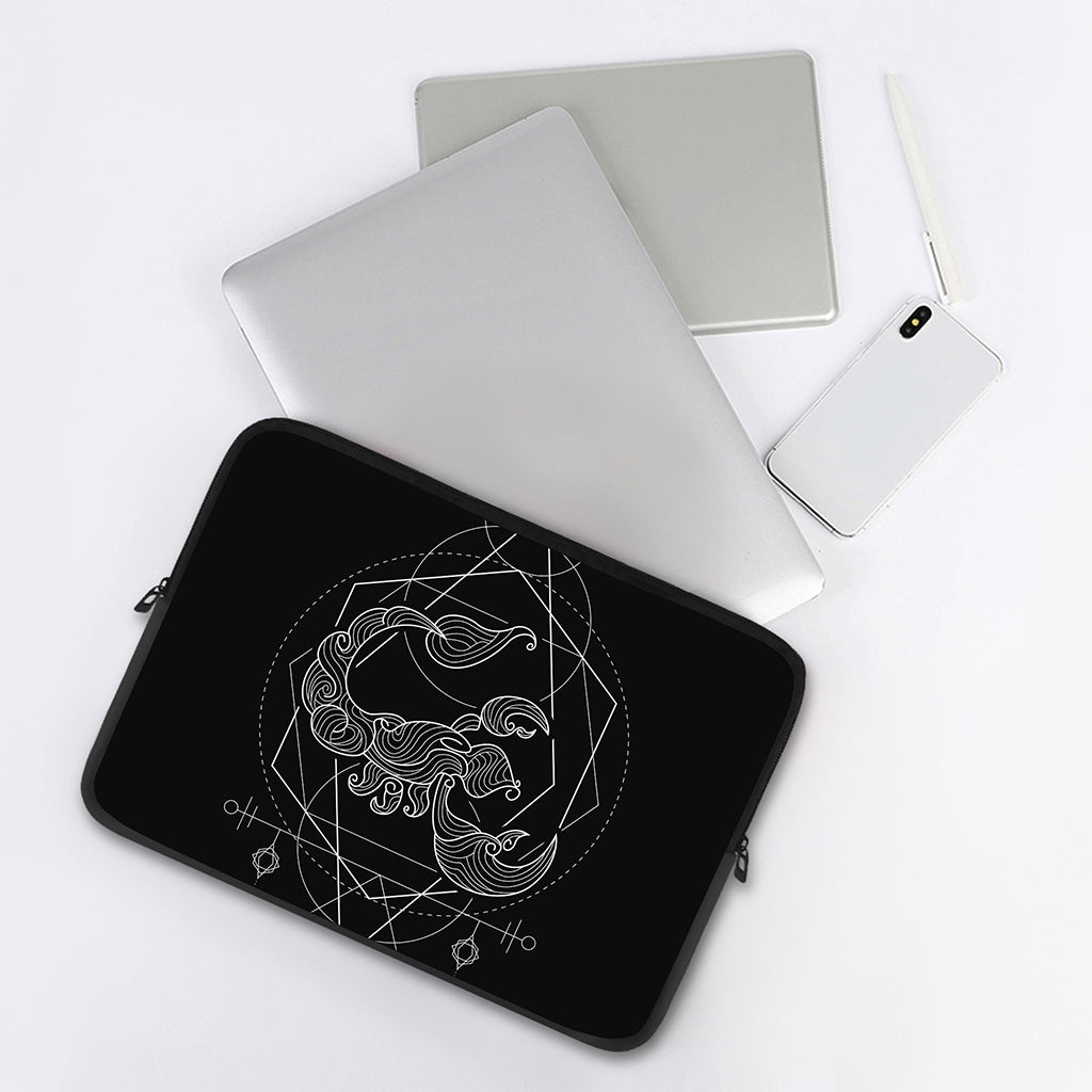 Black And White Scorpio Sign Print Laptop Sleeve
