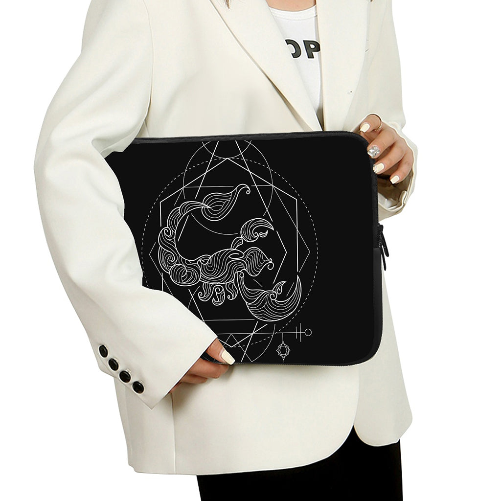 Black And White Scorpio Sign Print Laptop Sleeve