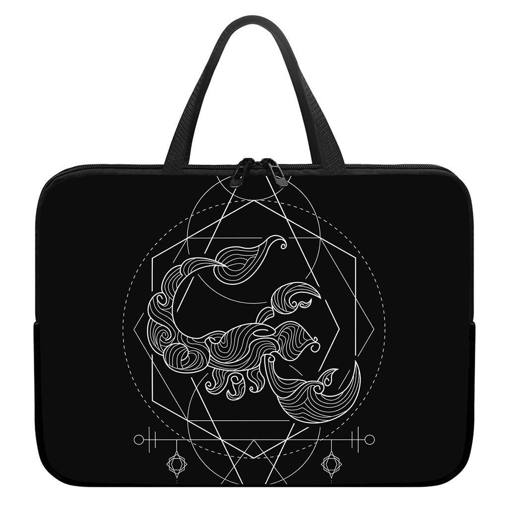 Black And White Scorpio Sign Print Laptop Sleeve With Handle