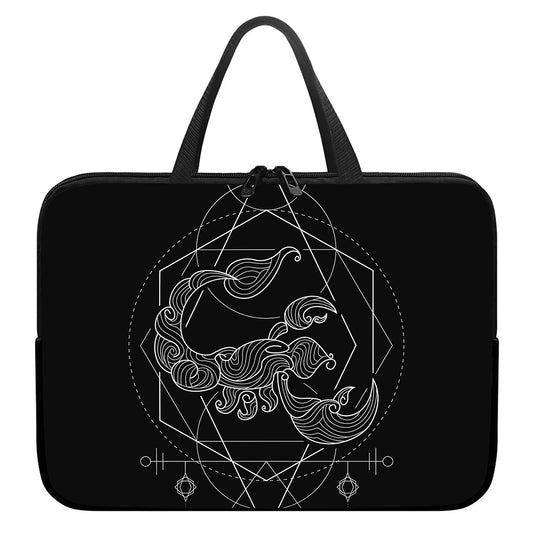 Black And White Scorpio Sign Print Laptop Sleeve With Handle