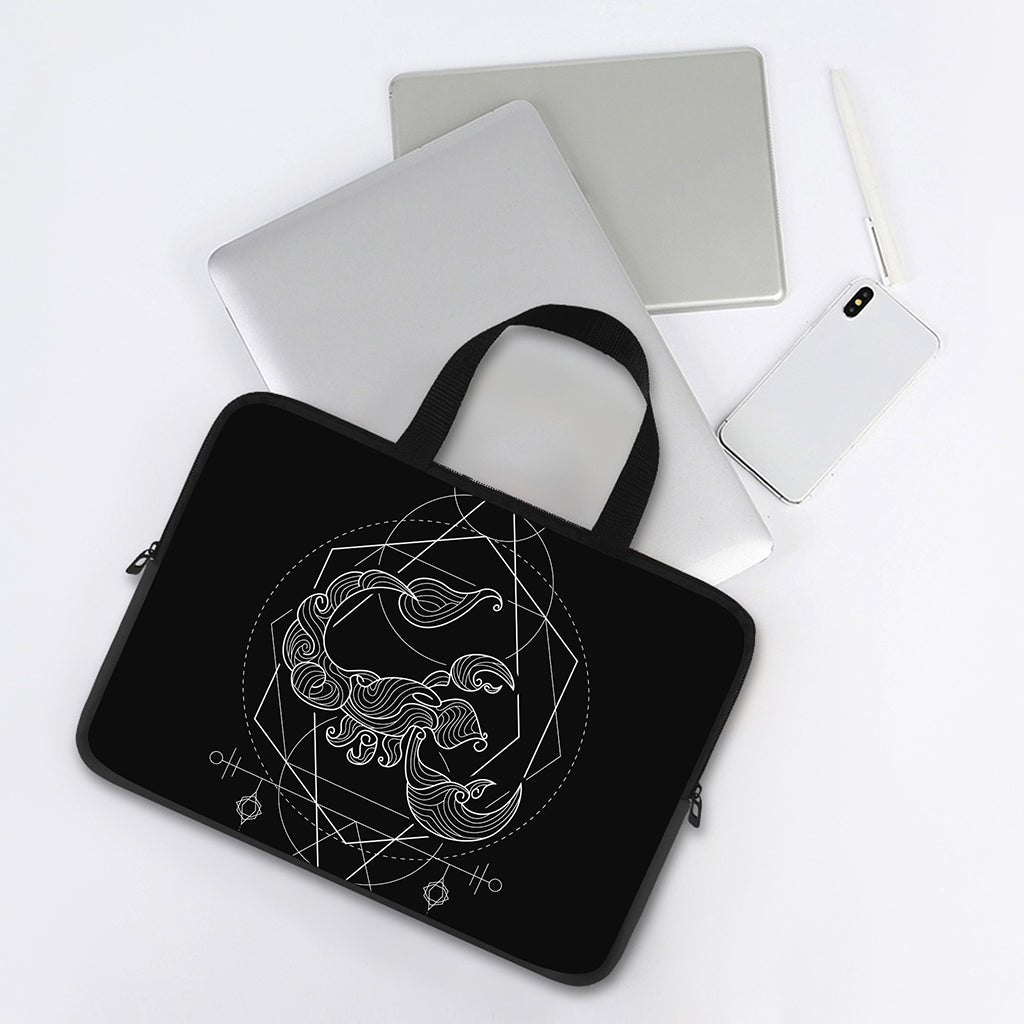 Black And White Scorpio Sign Print Laptop Sleeve With Handle