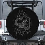 Black And White Scorpio Sign Print Leather Spare Tire Cover