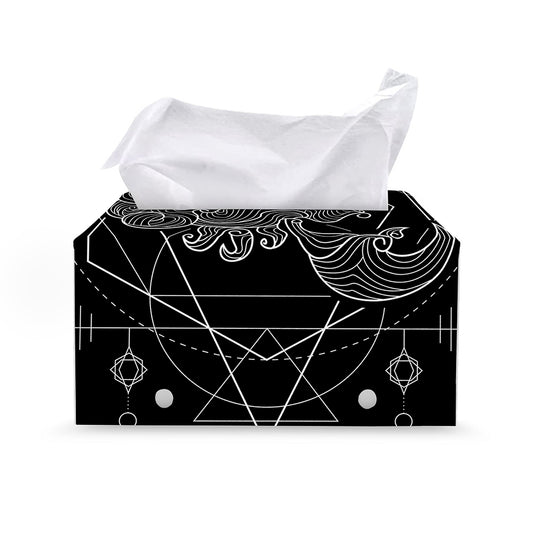 Black And White Scorpio Sign Print Leather Tissue Box Cover