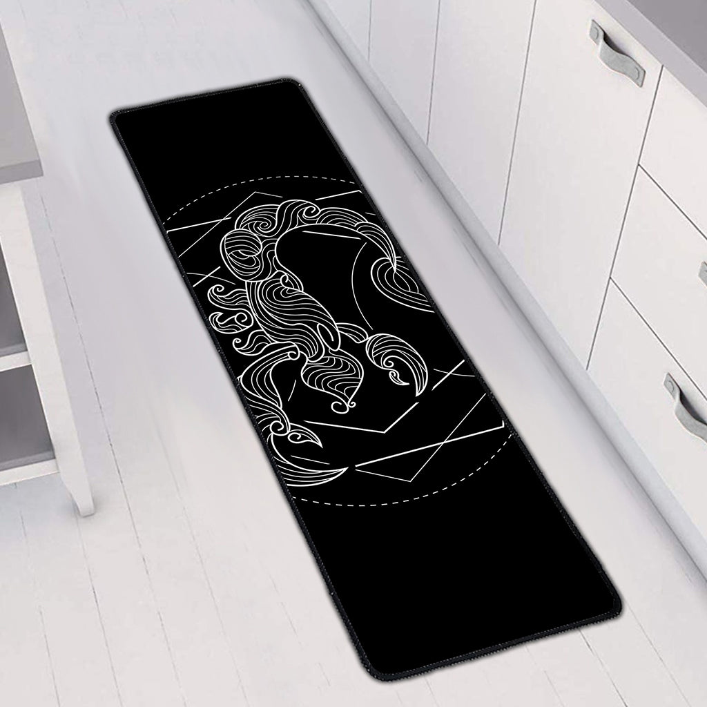 Black And White Scorpio Sign Print Long Kitchen Mat