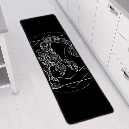 Black And White Scorpio Sign Print Long Kitchen Mat