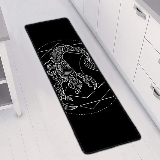 Black And White Scorpio Sign Print Long Kitchen Mat