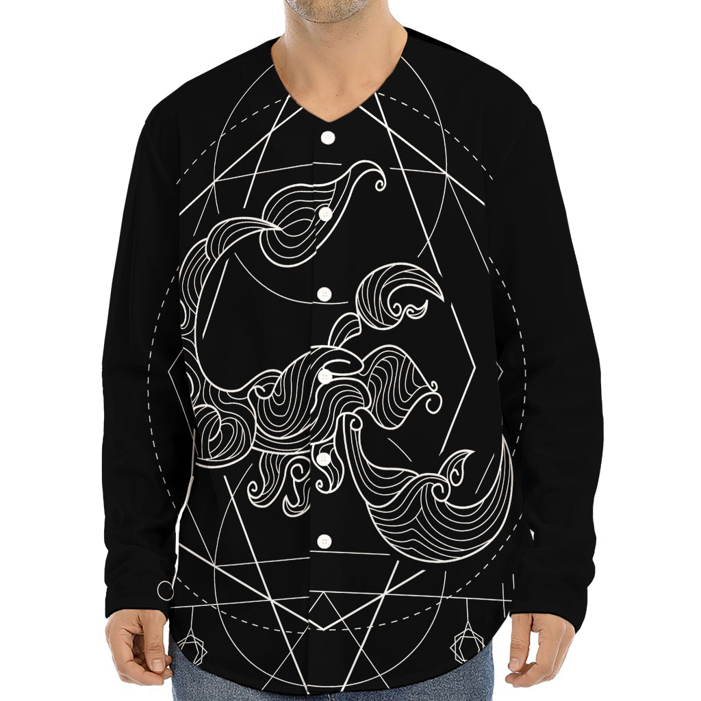 Black And White Scorpio Sign Print Long Sleeve Baseball Jersey
