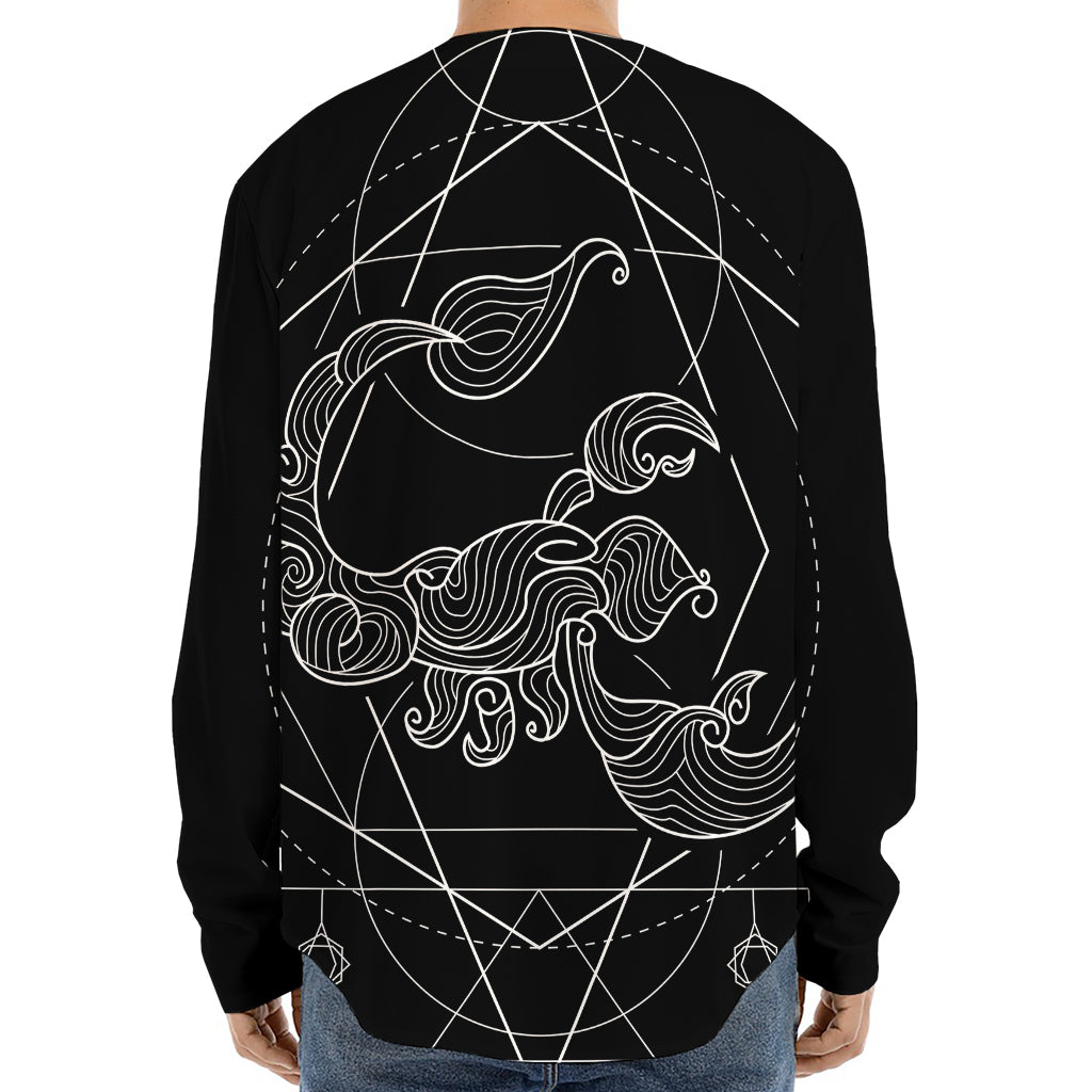 Black And White Scorpio Sign Print Long Sleeve Baseball Jersey