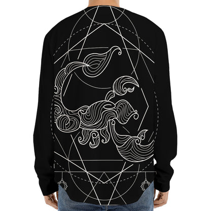 Black And White Scorpio Sign Print Long Sleeve Baseball Jersey