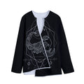 Black And White Scorpio Sign Print Long Sleeve Short Coat