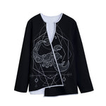 Black And White Scorpio Sign Print Long Sleeve Short Coat