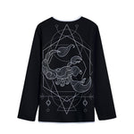 Black And White Scorpio Sign Print Long Sleeve Short Coat