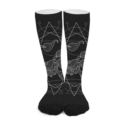 Black And White Scorpio Sign Print Long Socks
