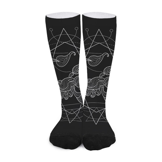Black And White Scorpio Sign Print Long Socks