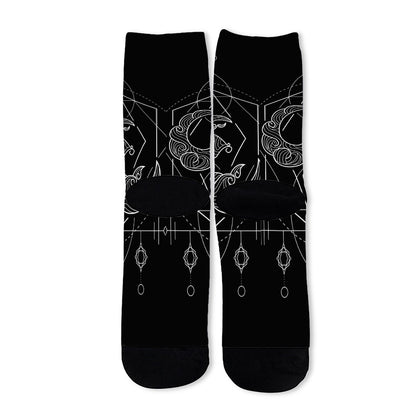 Black And White Scorpio Sign Print Long Socks