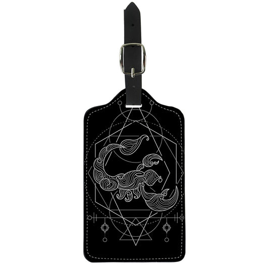 Black And White Scorpio Sign Print Luggage Tag