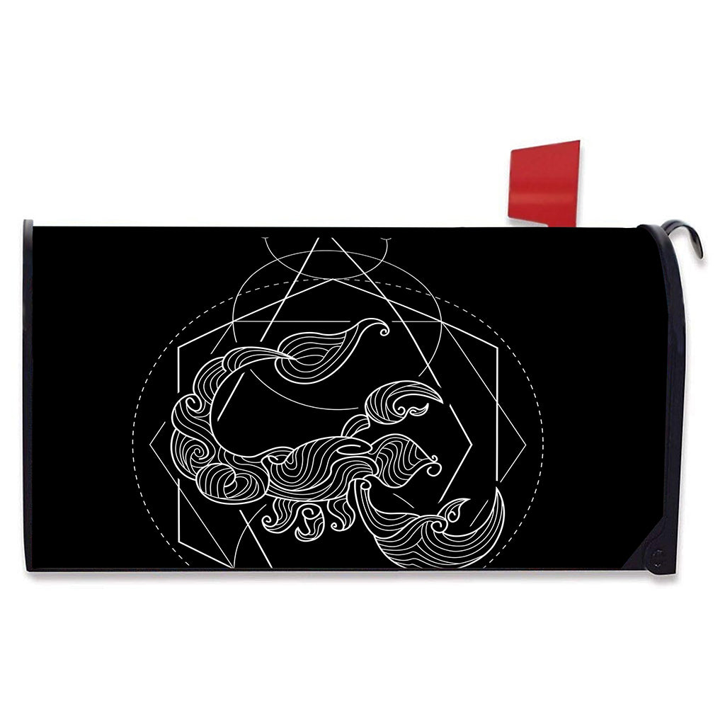 Black And White Scorpio Sign Print Mailbox Cover