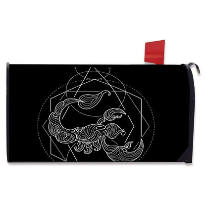 Black And White Scorpio Sign Print Mailbox Cover