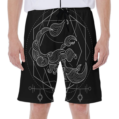 Black And White Scorpio Sign Print Men's Beach Shorts