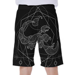 Black And White Scorpio Sign Print Men's Beach Shorts