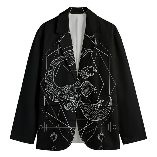 Black And White Scorpio Sign Print Men's Blazer