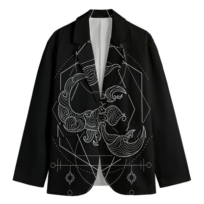 Black And White Scorpio Sign Print Men's Cotton Blazer