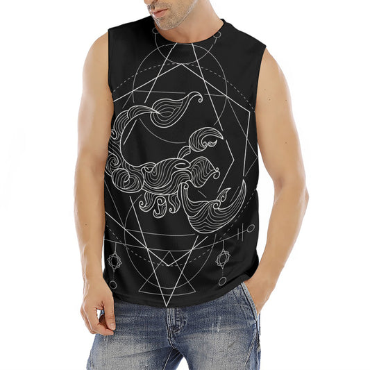 Black And White Scorpio Sign Print Men's Fitness Tank Top