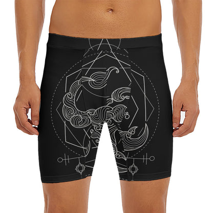 Black And White Scorpio Sign Print Men's Long Boxer Briefs