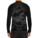 Black And White Scorpio Sign Print Men's Long Sleeve Rash Guard