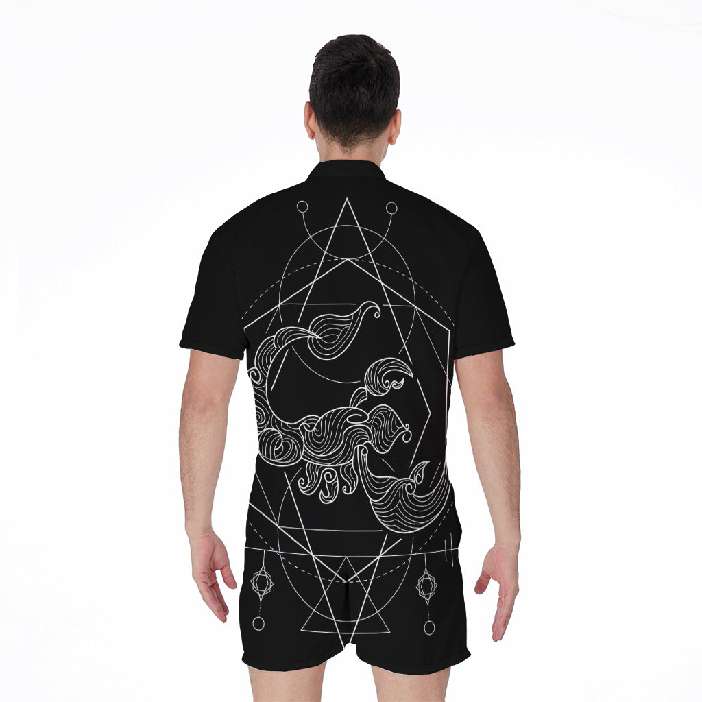 Black And White Scorpio Sign Print Men's Rompers