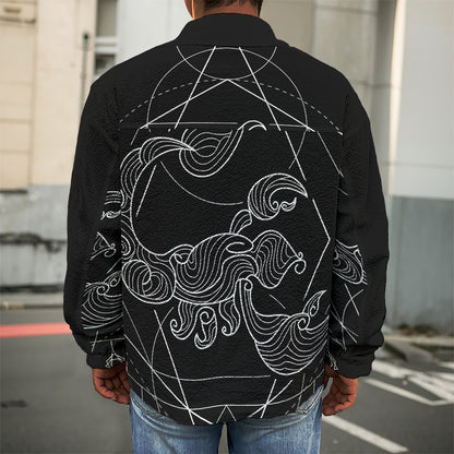 Black And White Scorpio Sign Print Men's Shirt Jacket