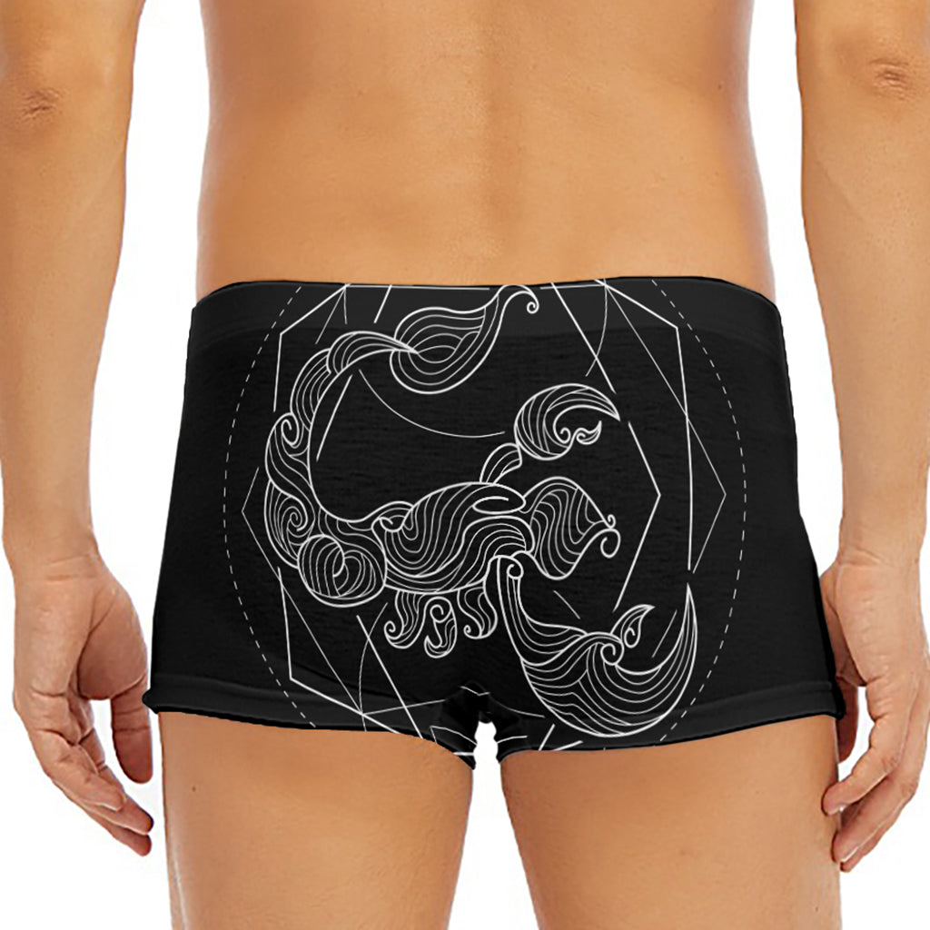 Black And White Scorpio Sign Print Men's Short Boxer Briefs