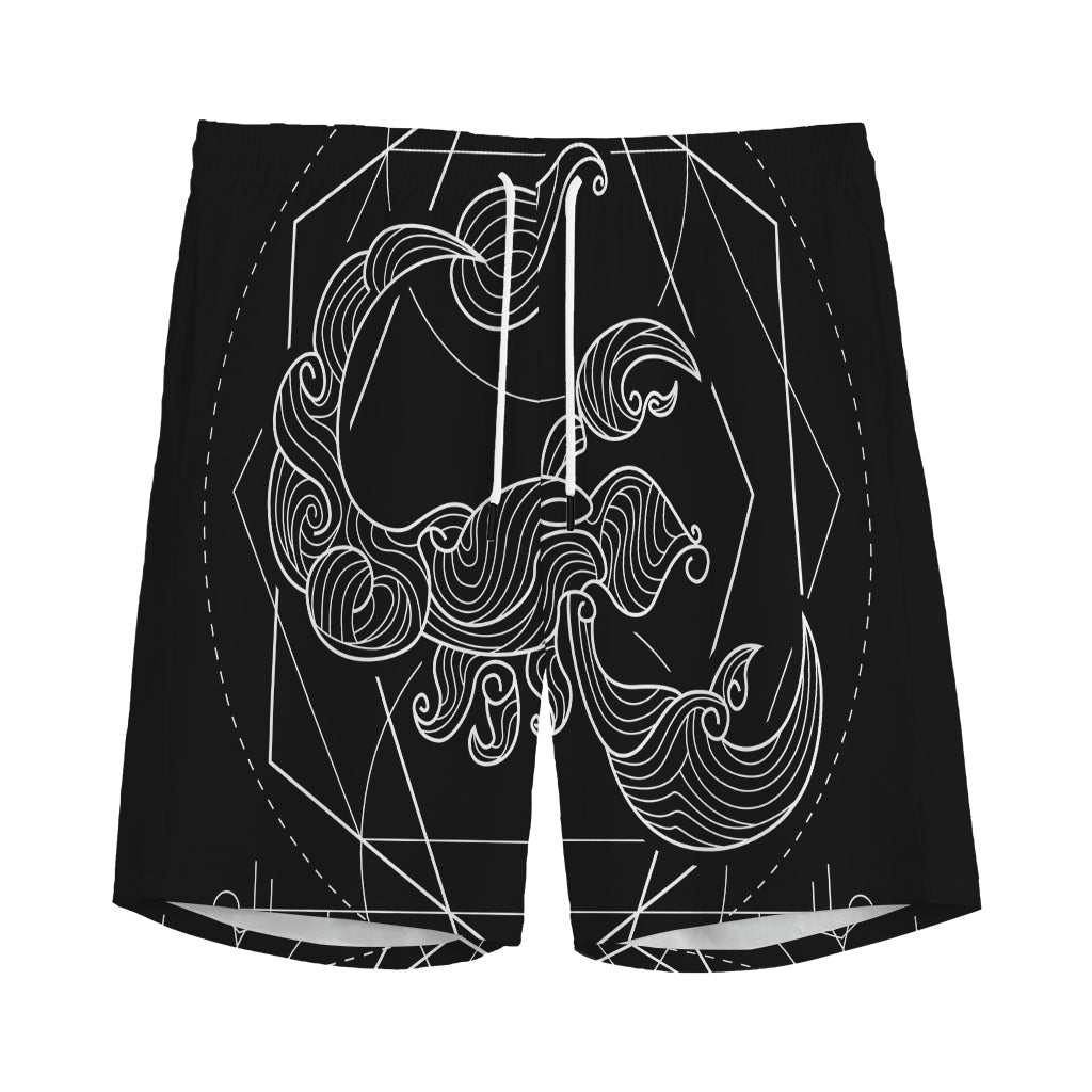 Black And White Scorpio Sign Print Men's Sports Shorts