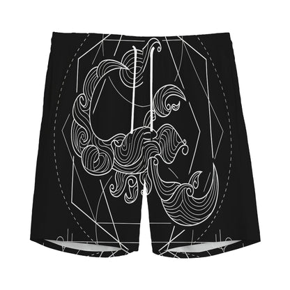 Black And White Scorpio Sign Print Men's Sports Shorts