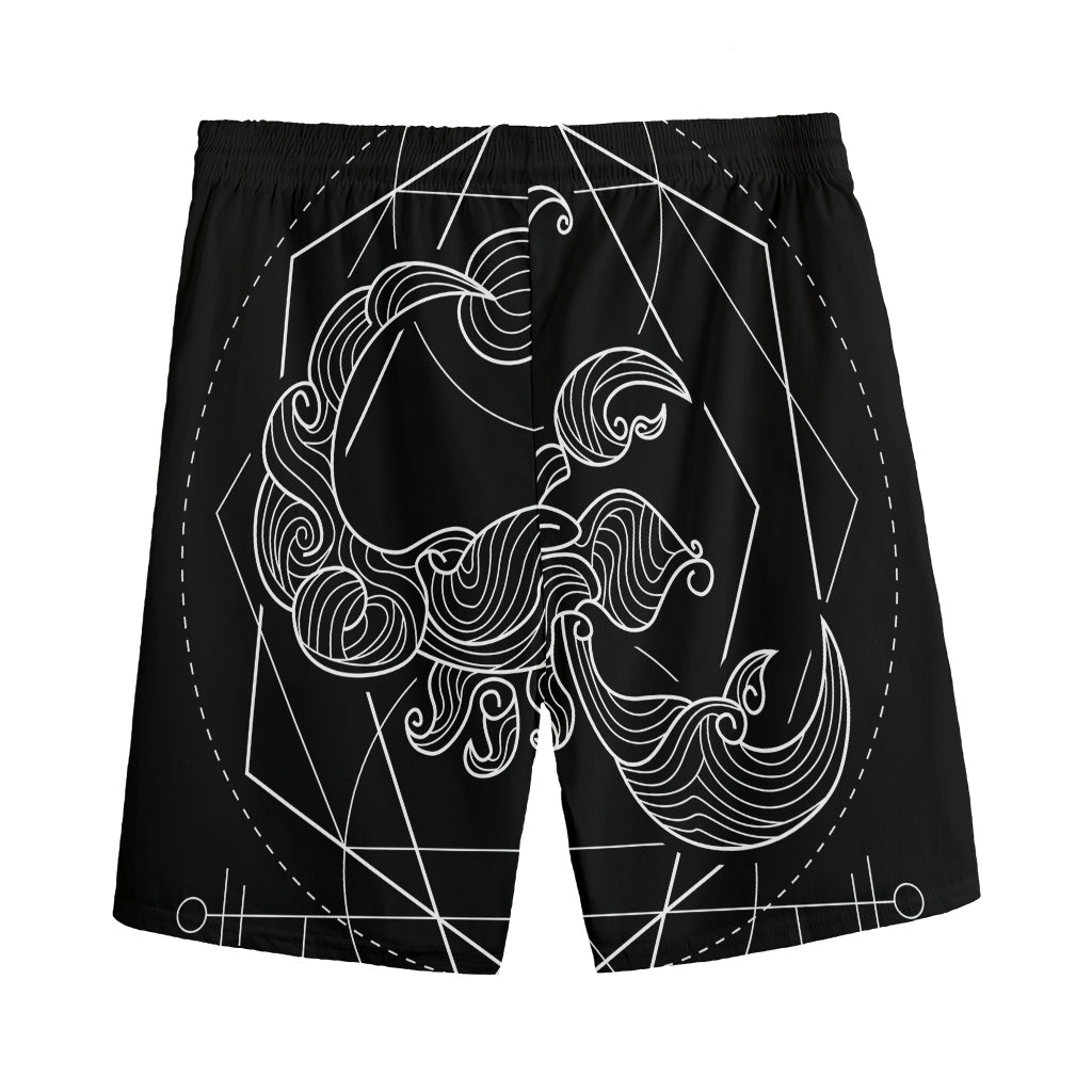 Black And White Scorpio Sign Print Men's Sports Shorts