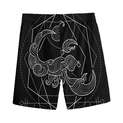 Black And White Scorpio Sign Print Men's Sports Shorts