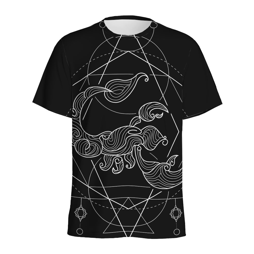 Black And White Scorpio Sign Print Men's Sports T-Shirt