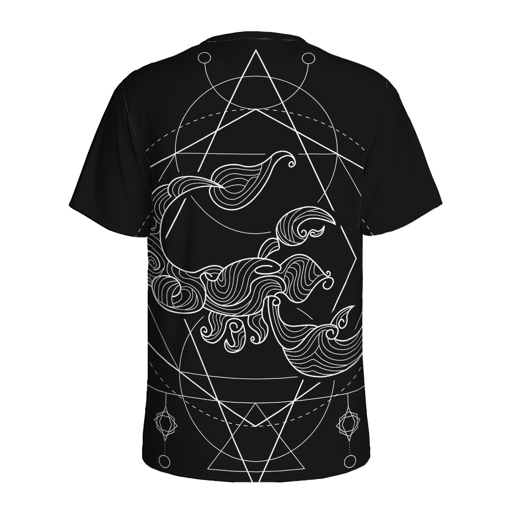 Black And White Scorpio Sign Print Men's Sports T-Shirt