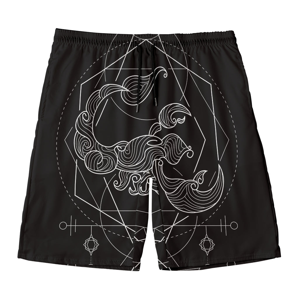 Black And White Scorpio Sign Print Men's Swim Trunks