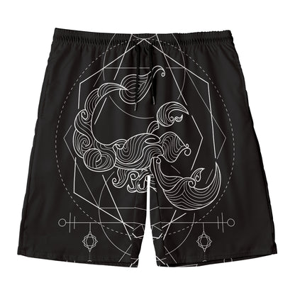 Black And White Scorpio Sign Print Men's Swim Trunks