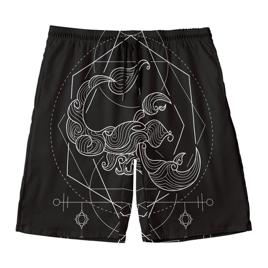 Black And White Scorpio Sign Print Men's Swim Trunks