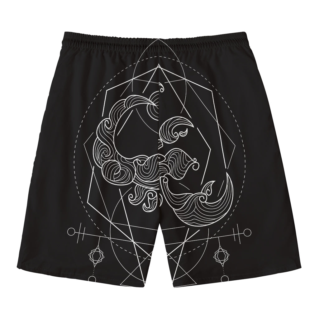 Black And White Scorpio Sign Print Men's Swim Trunks