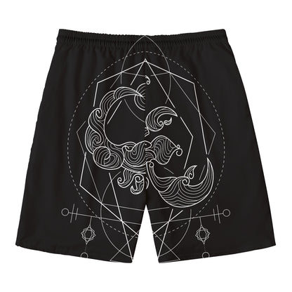 Black And White Scorpio Sign Print Men's Swim Trunks