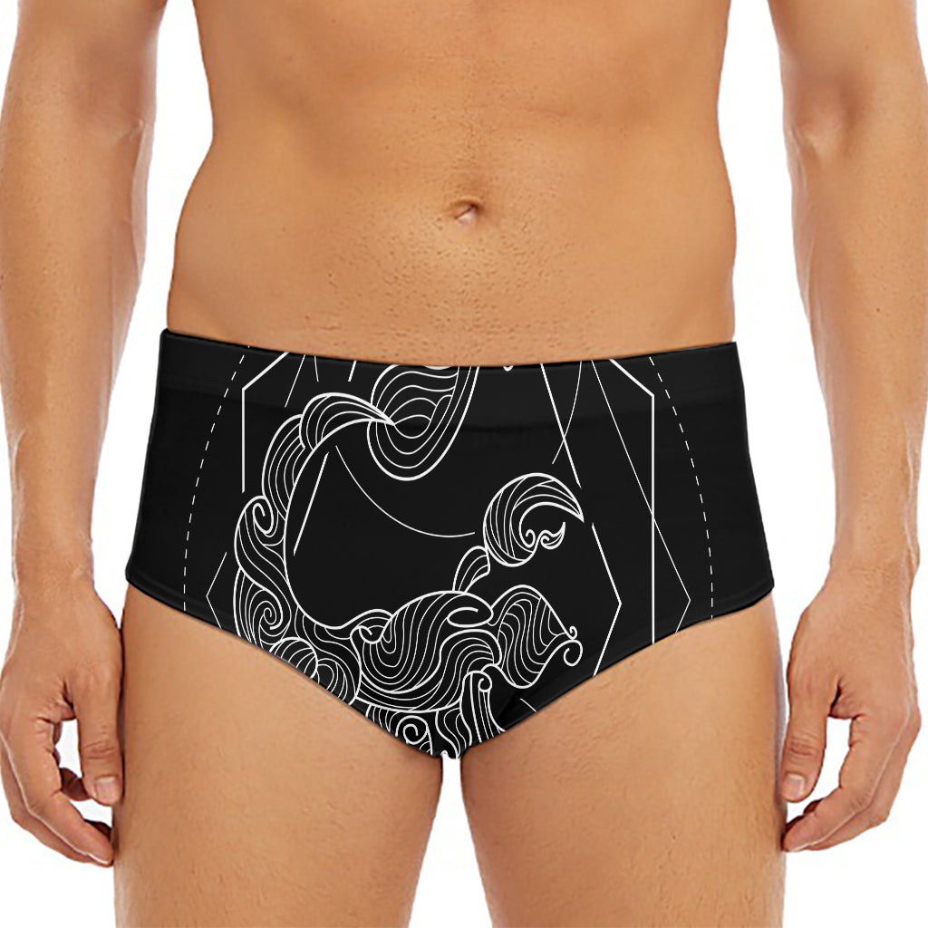 Black And White Scorpio Sign Print Men's Triangle Swim Briefs