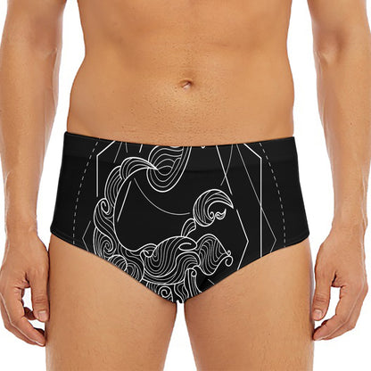 Black And White Scorpio Sign Print Men's Triangle Swim Briefs