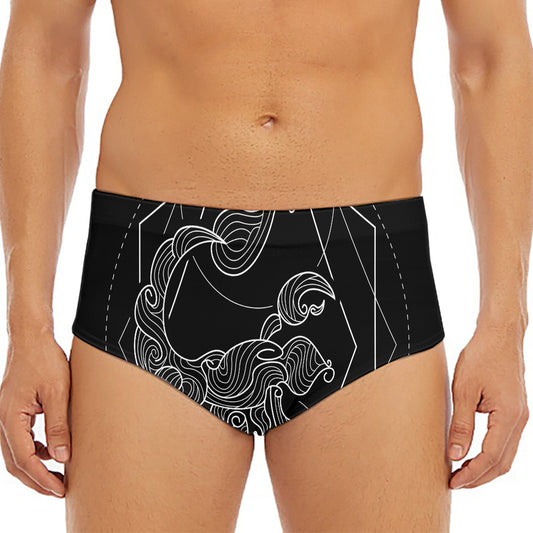 Black And White Scorpio Sign Print Men's Triangle Swim Briefs