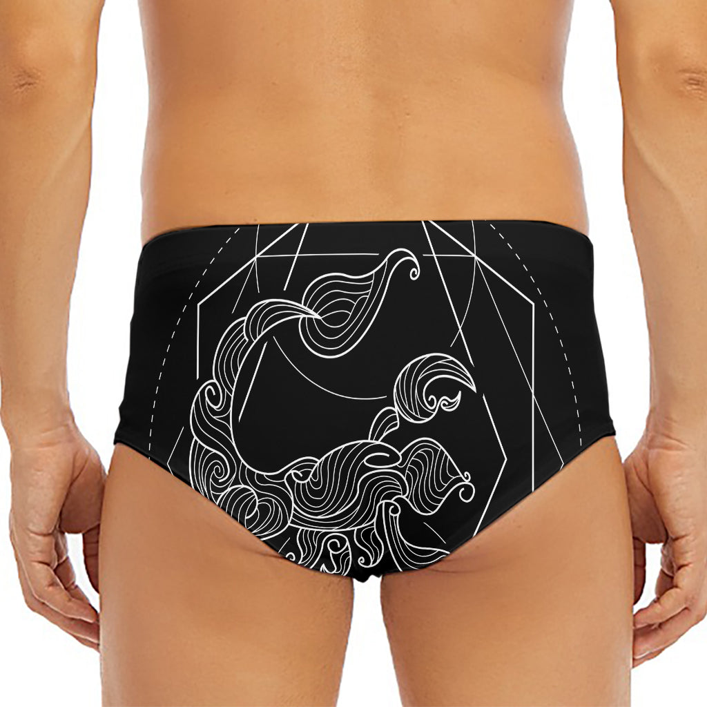 Black And White Scorpio Sign Print Men's Triangle Swim Briefs