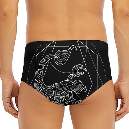 Black And White Scorpio Sign Print Men's Triangle Swim Briefs