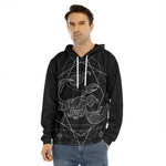 Black And White Scorpio Sign Print Men's Velvet Pullover Hoodie